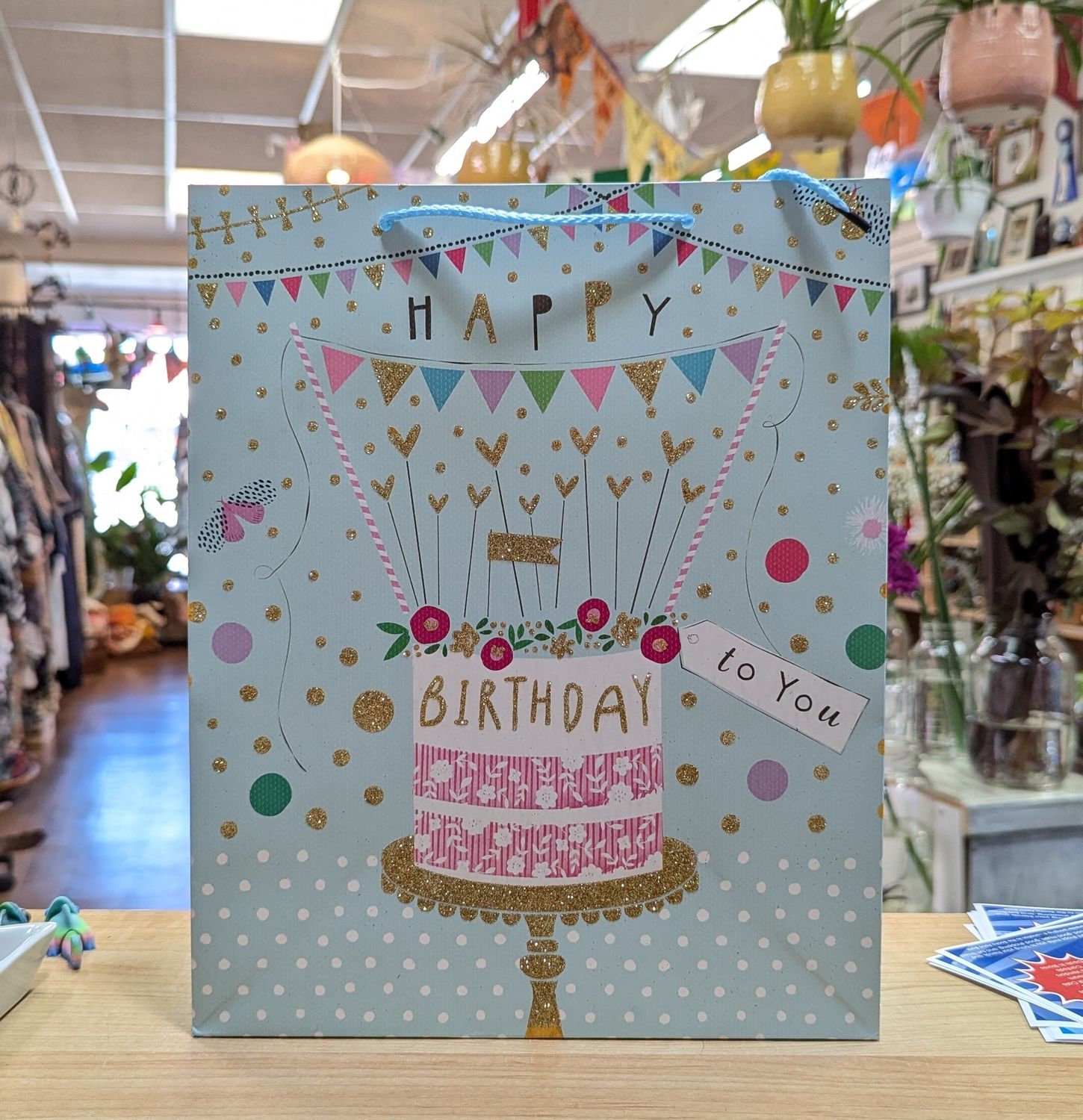 Happy Birthday Cake Sparkle Gift Bag 26 x 32 x 10 CM