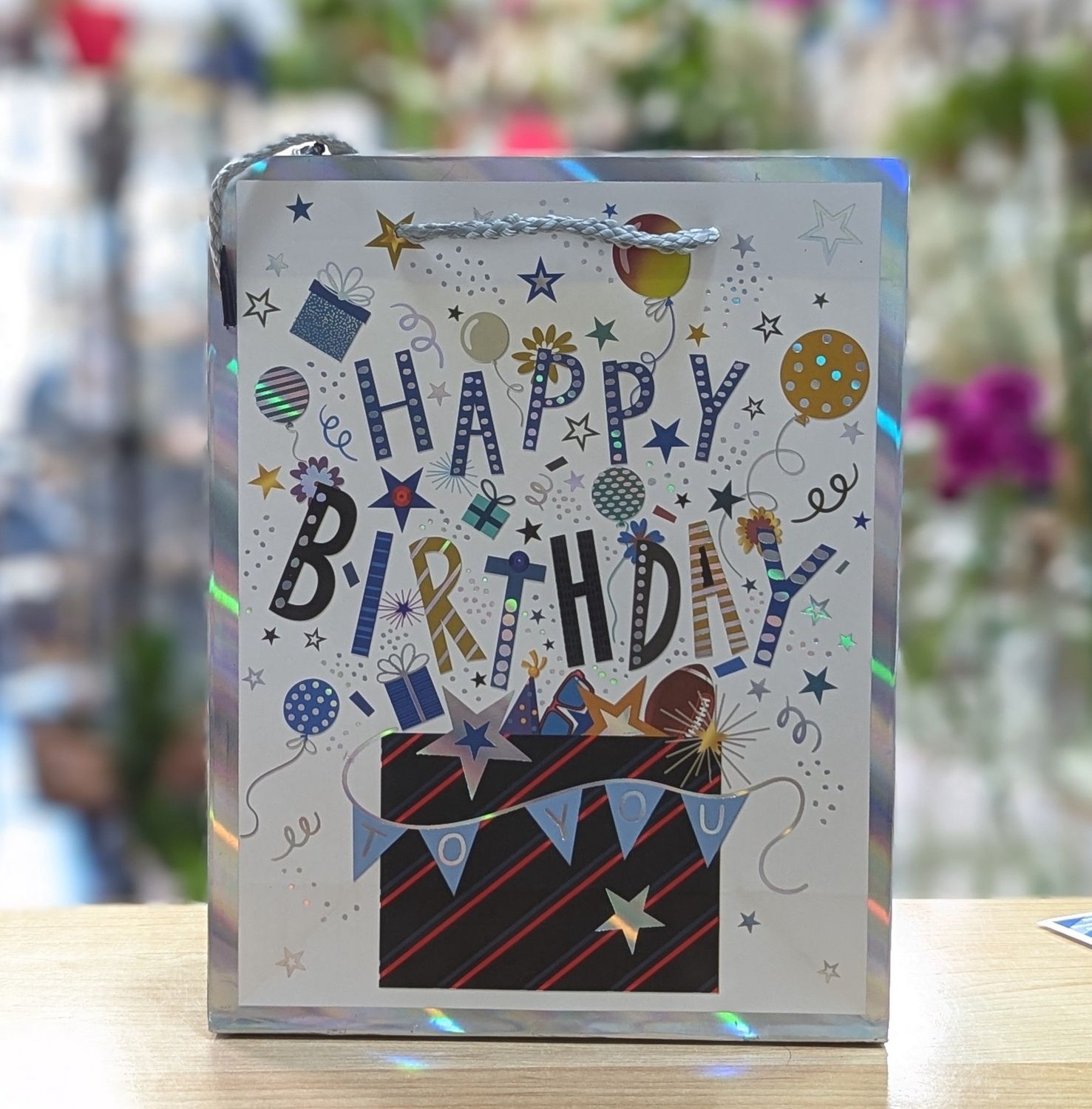 Silver Happy Birthday To You Gift Bag 18 x 23 x 10 cm