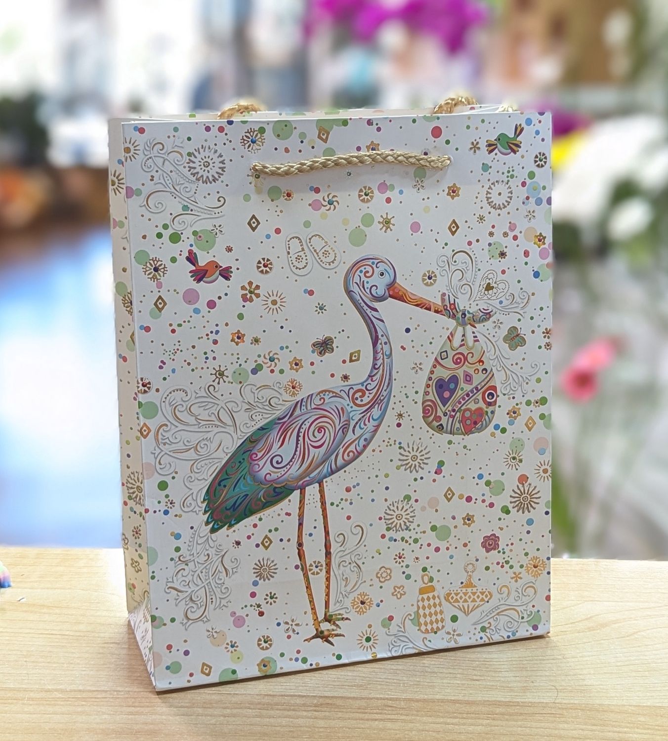 Gold Crane Gift Bag 18 x 23 x 10 cm
