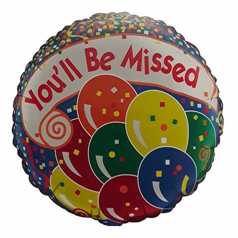 18&quot; You&#39;ll Be Missed Colourful Balloons and Confetti Mylar Balloon