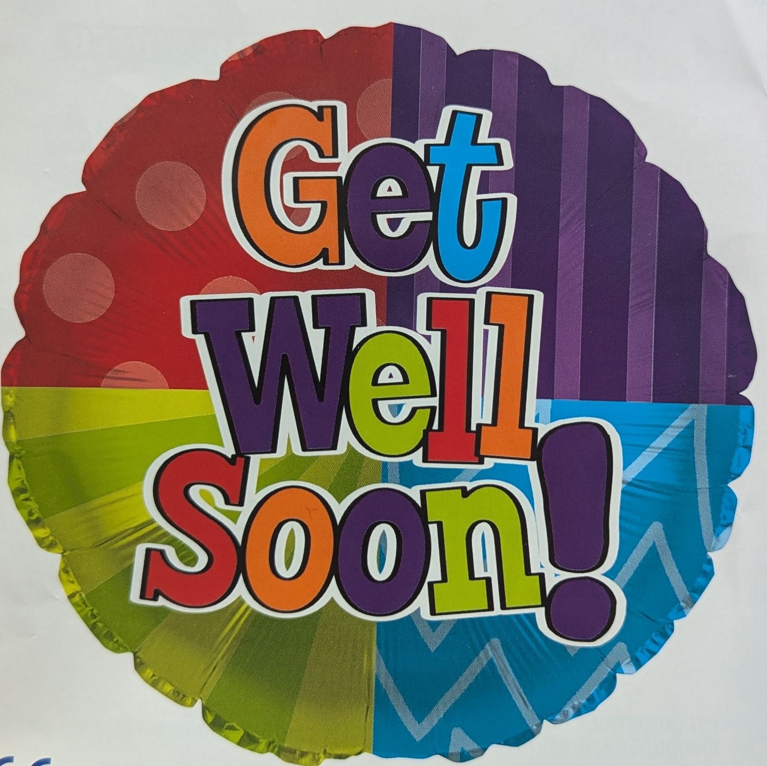 18&quot; Get Well Soon Colourful Text Mylar Balloon