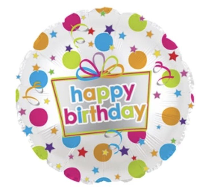 17&quot; Happy Birthday Stars Dots Mylar Balloon