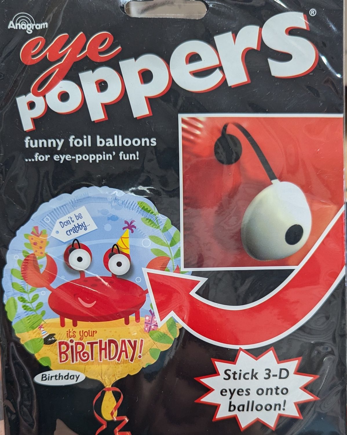 18&quot; It&#39;s You&#39;re Birthday Crab Eye Poppers Mylar Balloon