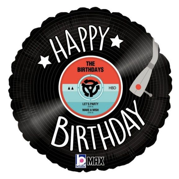 18&quot; Happy Birthday Vinyl Record Mylar Balloon
