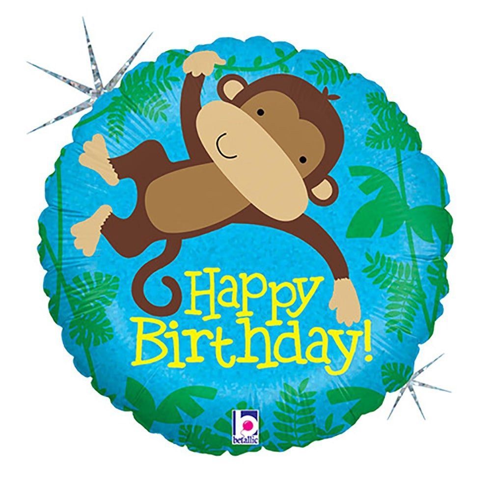 18&quot; Happy Birthday Monkey Mylar Balloon