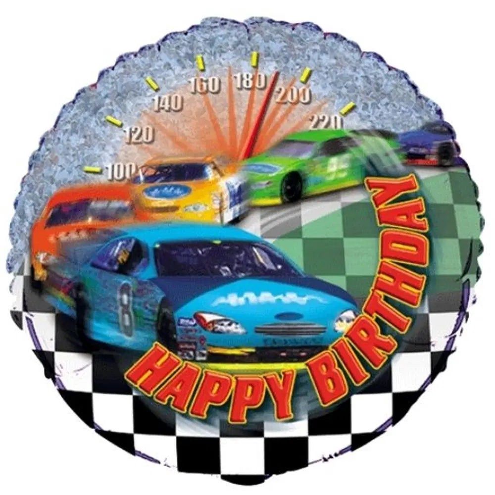 18&quot; Happy Birthday Race Cars Mylar Balloon