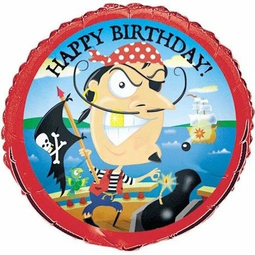 18&quot; Happy Birthday Gold Tooth Pirate Mylar Balloon