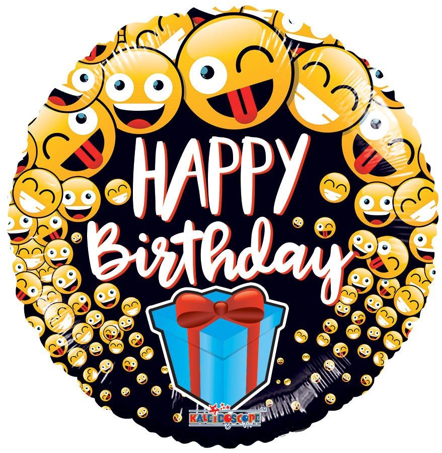 18&quot; Happy Birthday Emojis and Gift Box Mylar Balloon