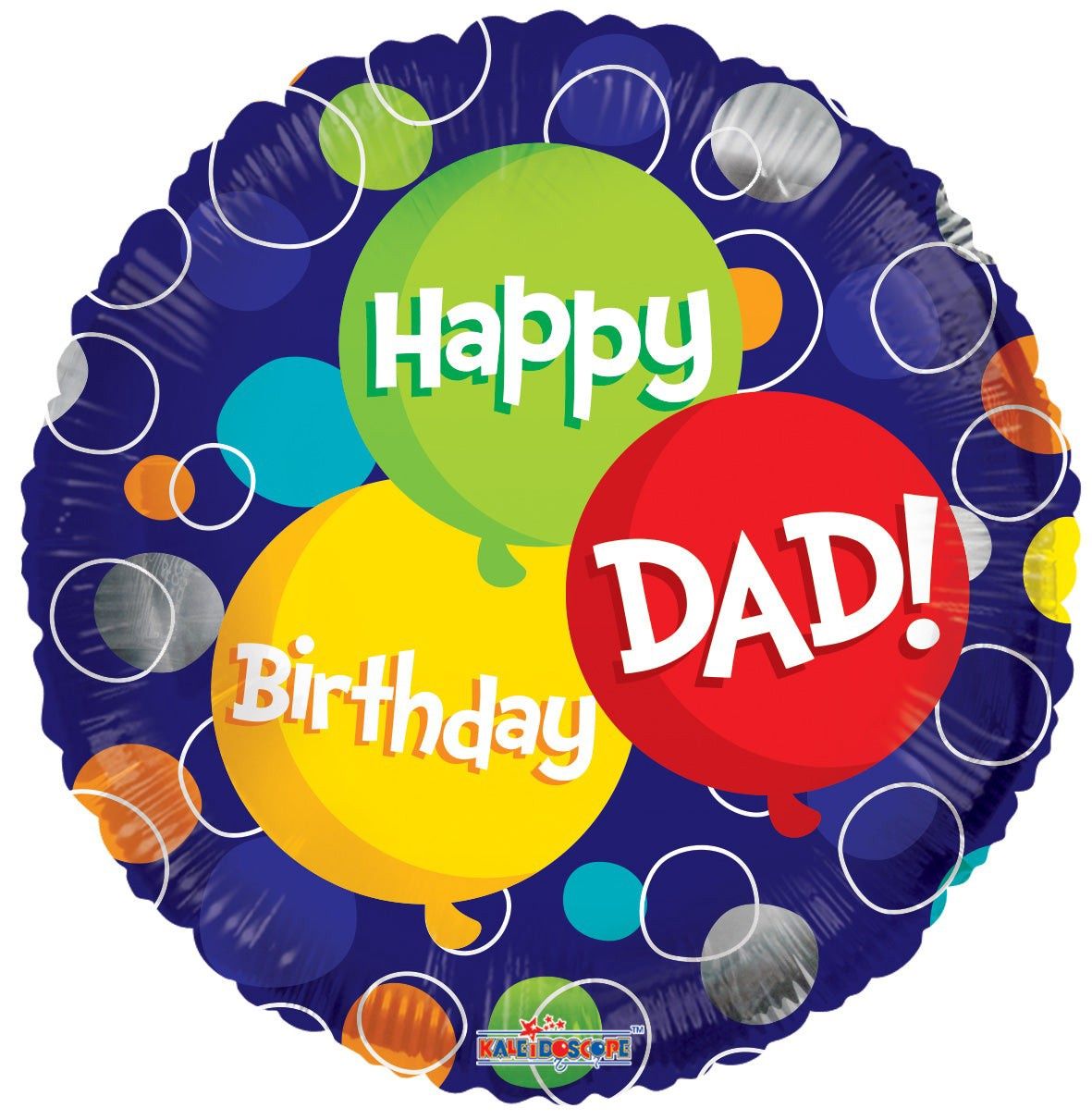 18&quot; Happy Birthday Dad Balloons and Dots Mylar Balloon