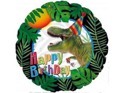 18&quot; Happy Birthday T-Rex Party Hat Mylar Balloon