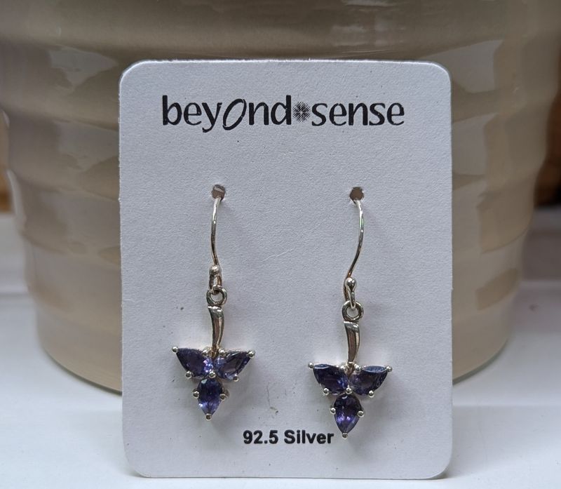 Sterling Silver Iolite Leaf Earrings
