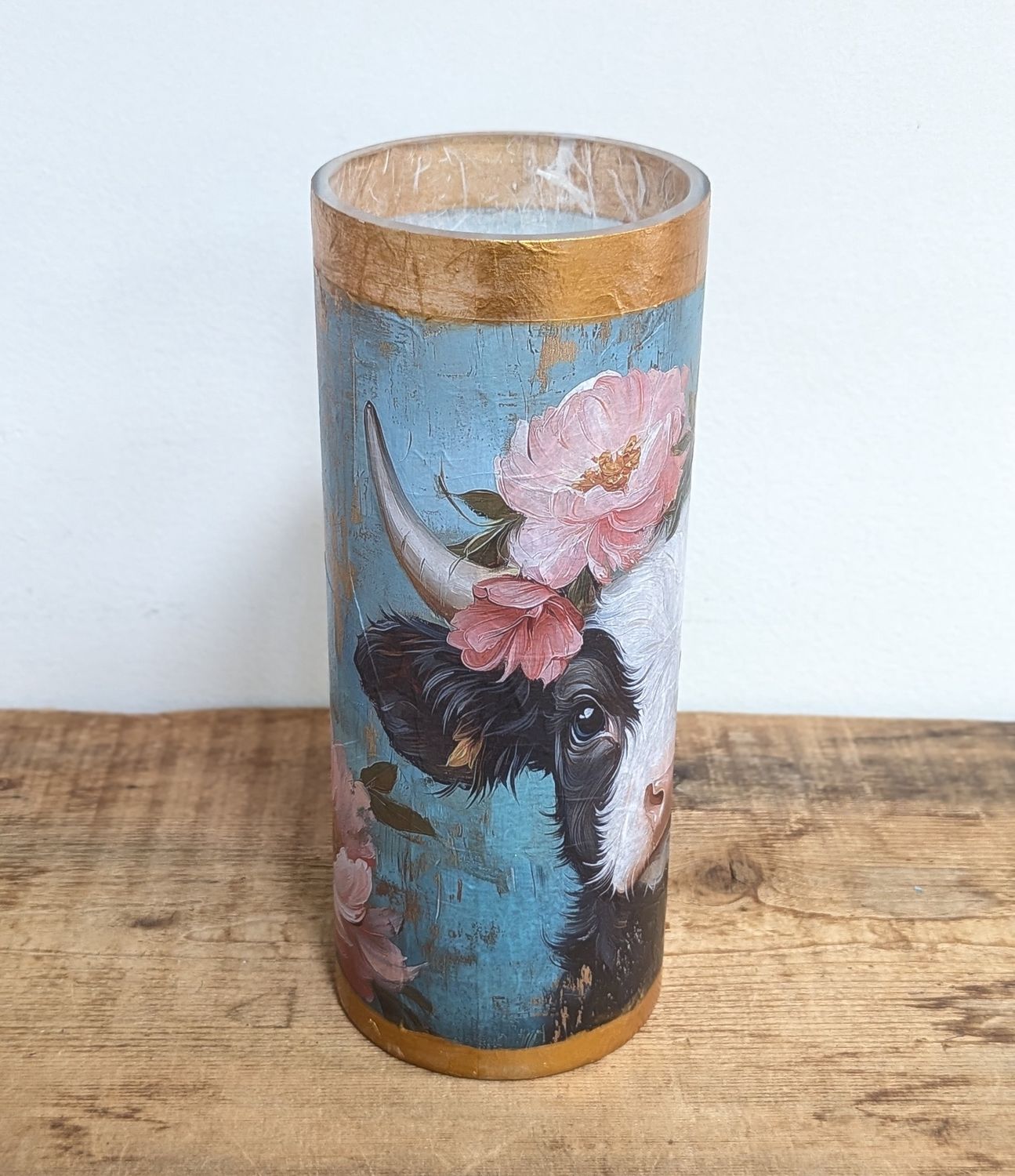 Floral Cow Cylinder Vase