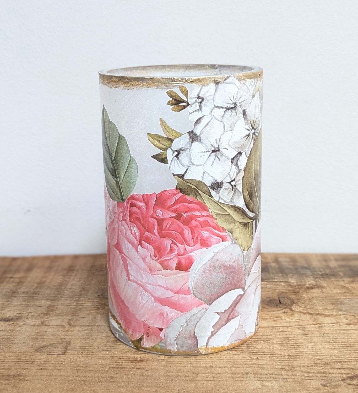 Pink and White Flowers Cylinder Vase