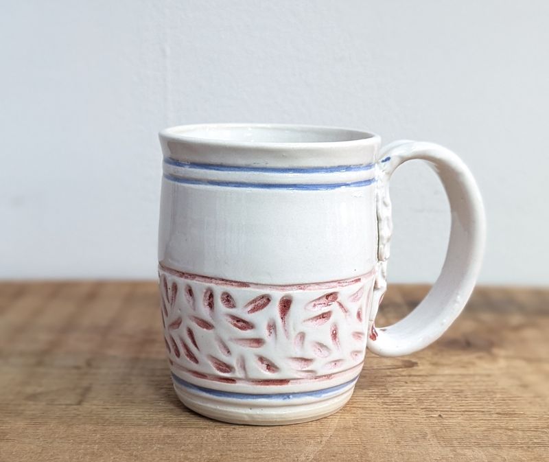 White Carved Pattern Mug