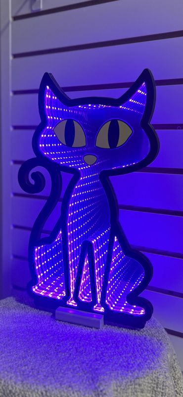 16&quot; Halloween Cat Infinty Light With Base