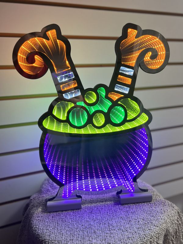 15.5&quot; Witch Cauldron Infinity Light With Base