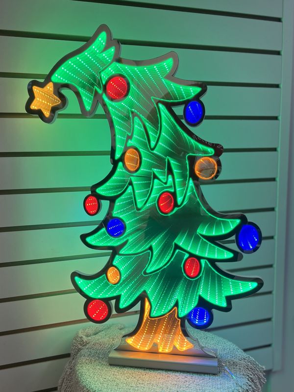 24&quot; Bent Xmas Tree Infinity Light With Base