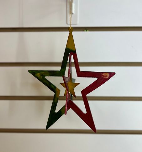 Hanging Metal 3D Star, Style: Painted