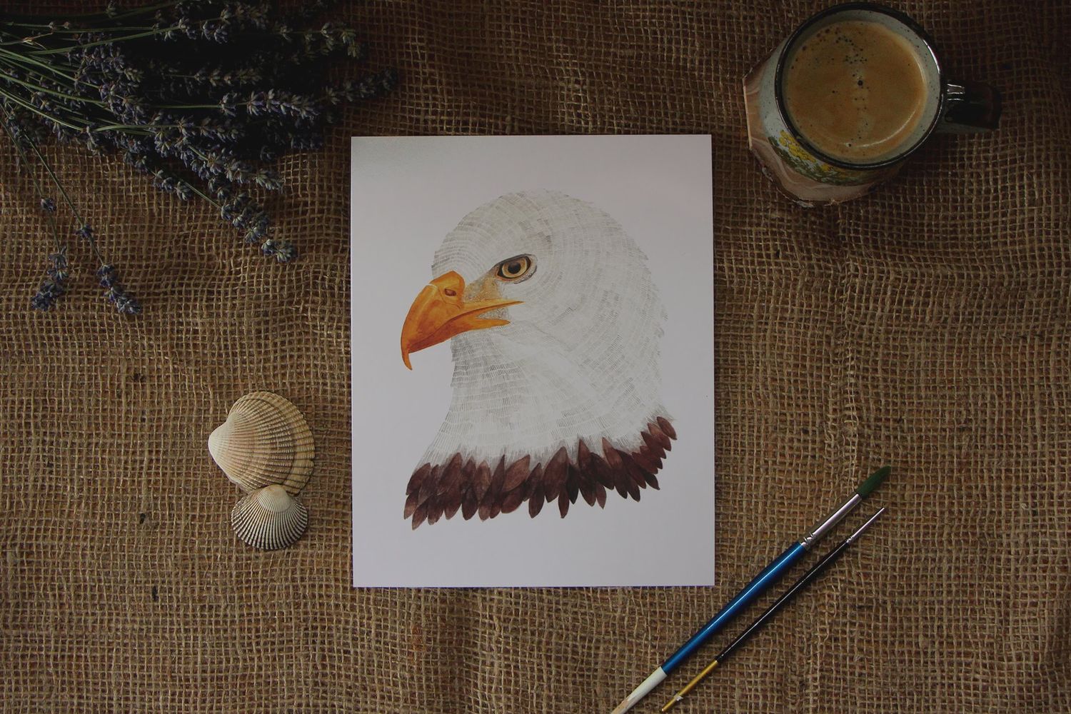 5 x 7 Bald Eagle Watercolour Print