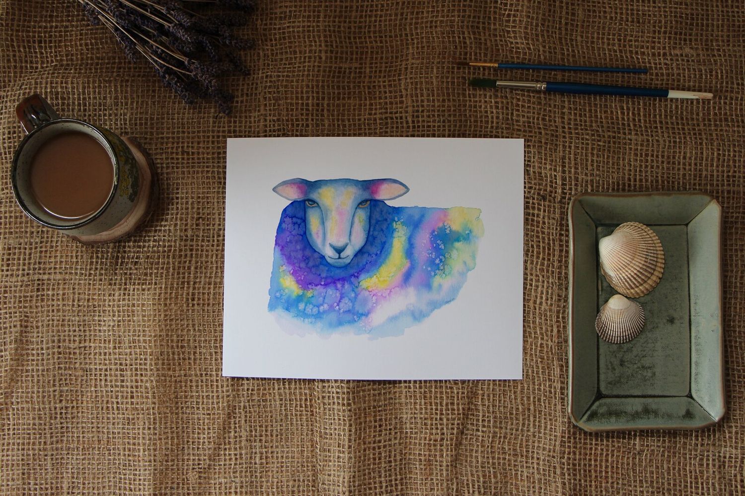5 x 7 Colourful Sheep Watercolour Print