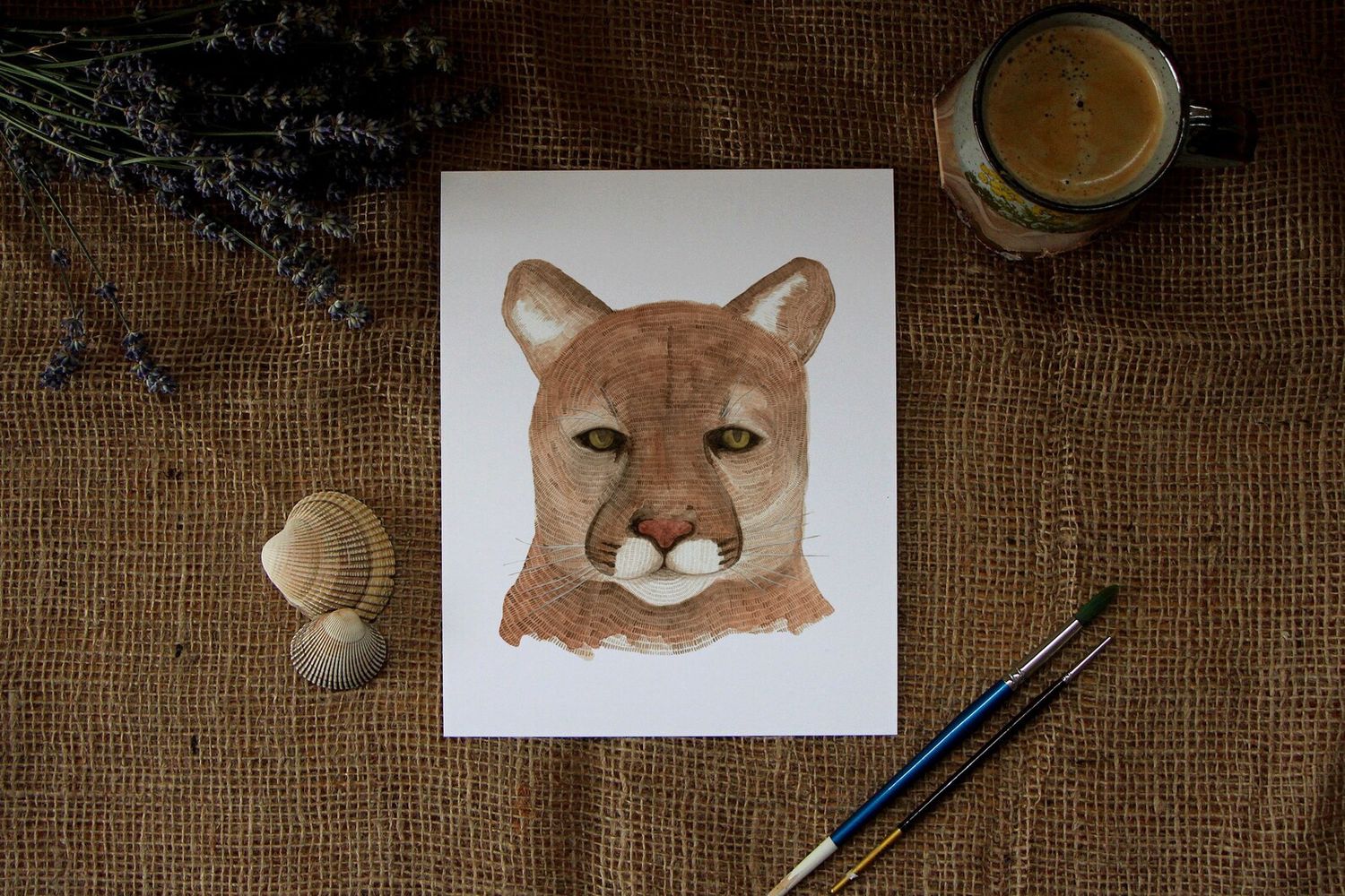 5 x 7 Cougar Watercolour Print