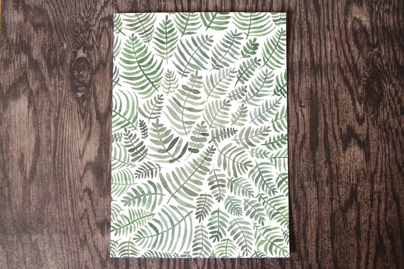 5 x 7 Ferns Patter Watercolour Print