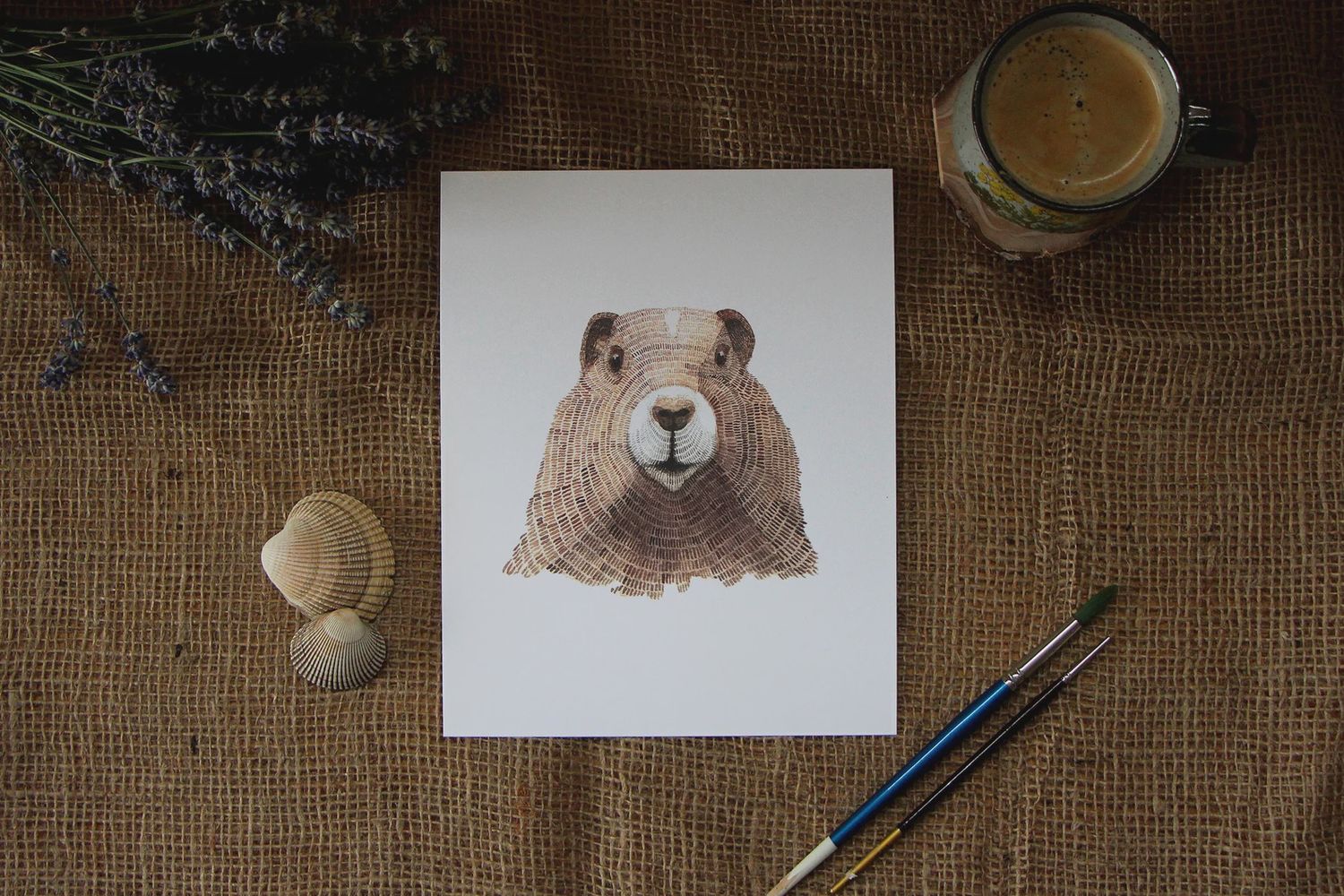5 x 7 Marmot Watercolour Print