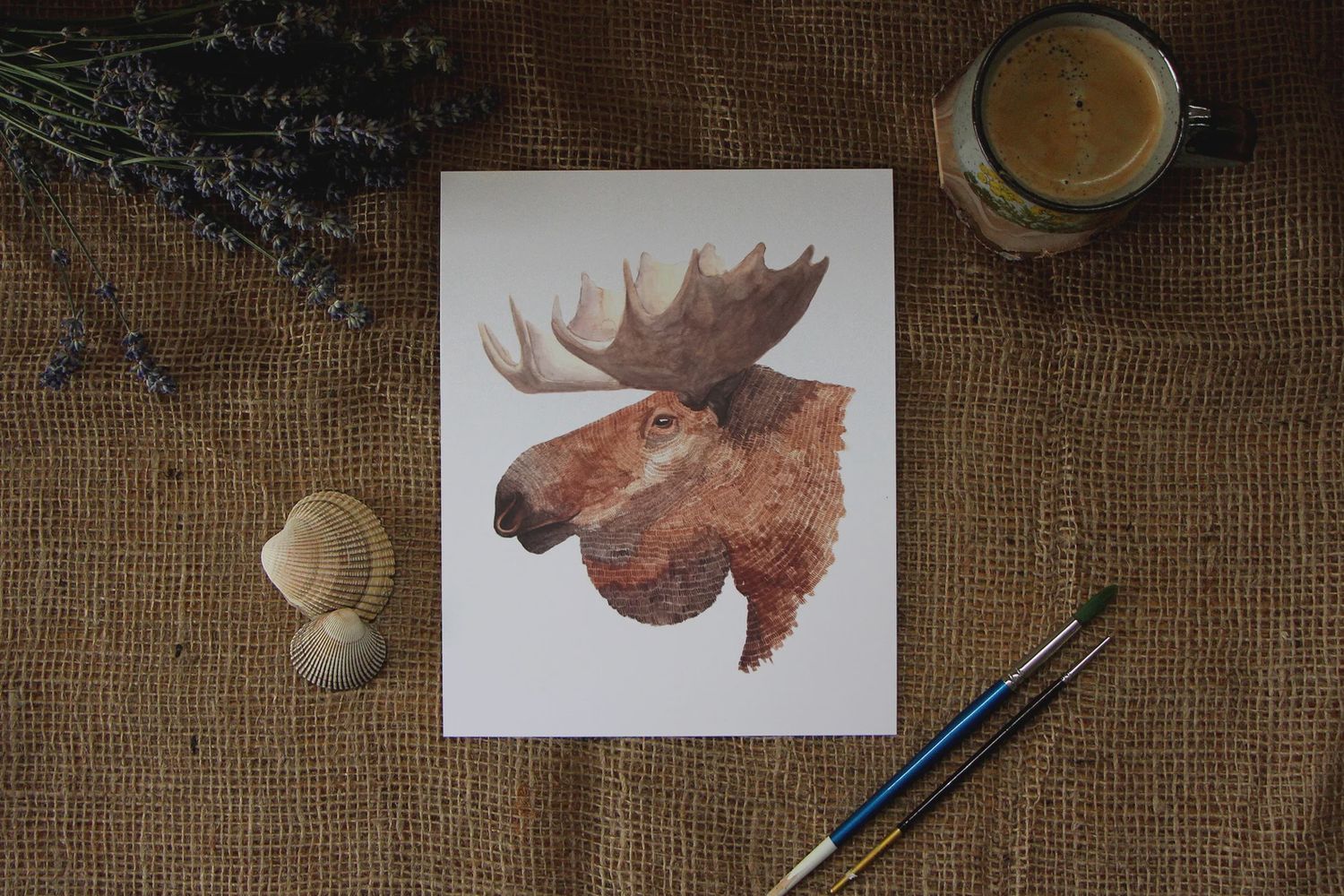 5 x 7 Moose Watercolour Print