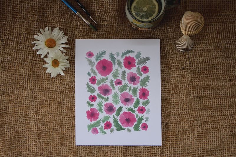Poppies 8 x 10 Watercolour Print