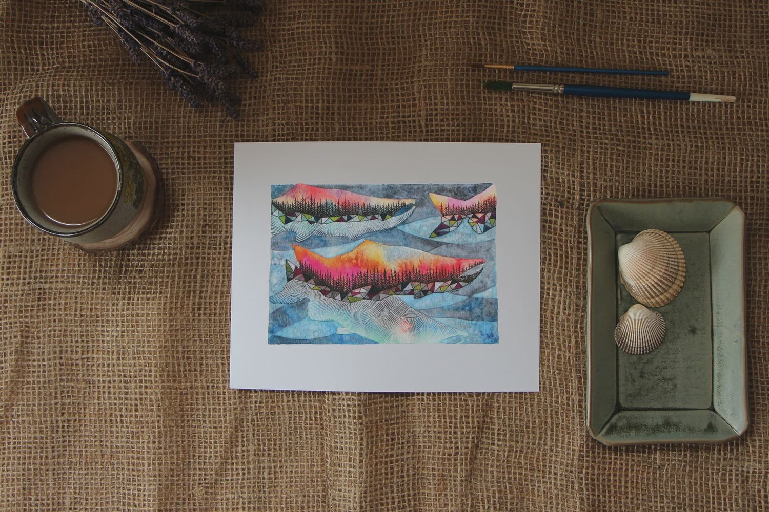 Salmon Run 8 x 10 Watercolour Print