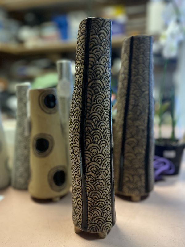 Vase - Tan Clay With Scales