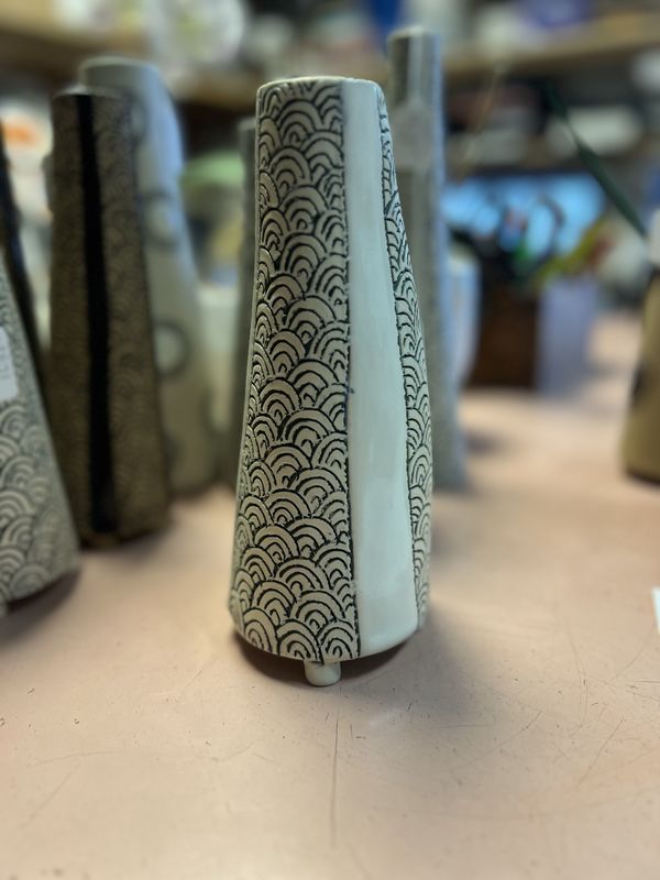 Vase - White Clay With Scale Design #3