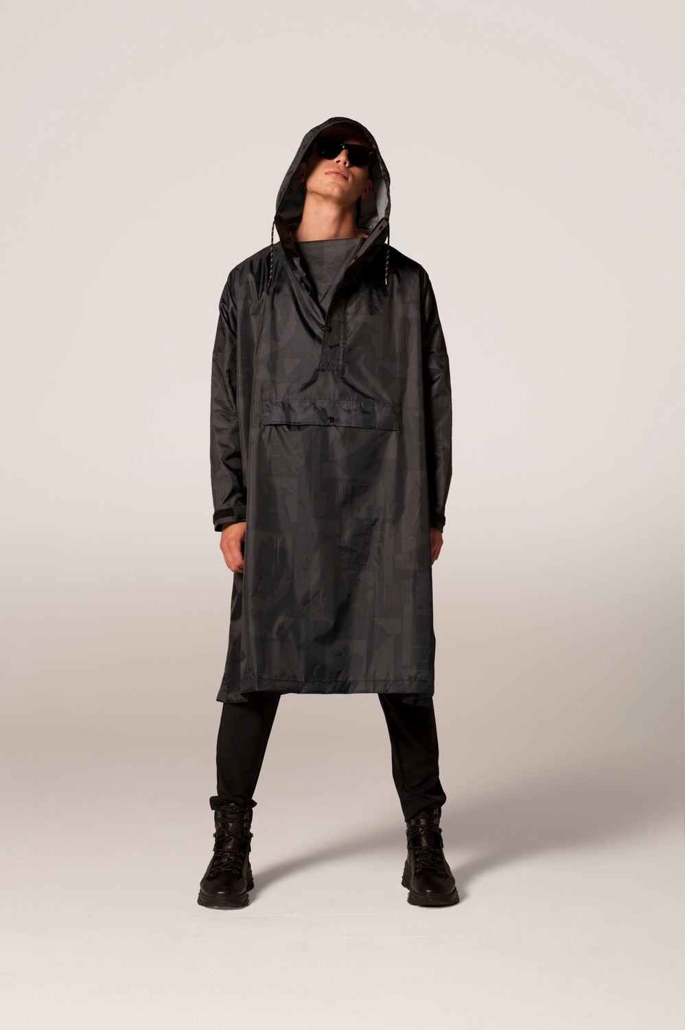 Back To Black Art  Rain Poncho