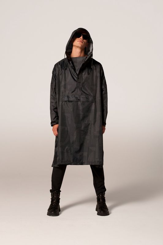 Back To Black Art  Rain Poncho