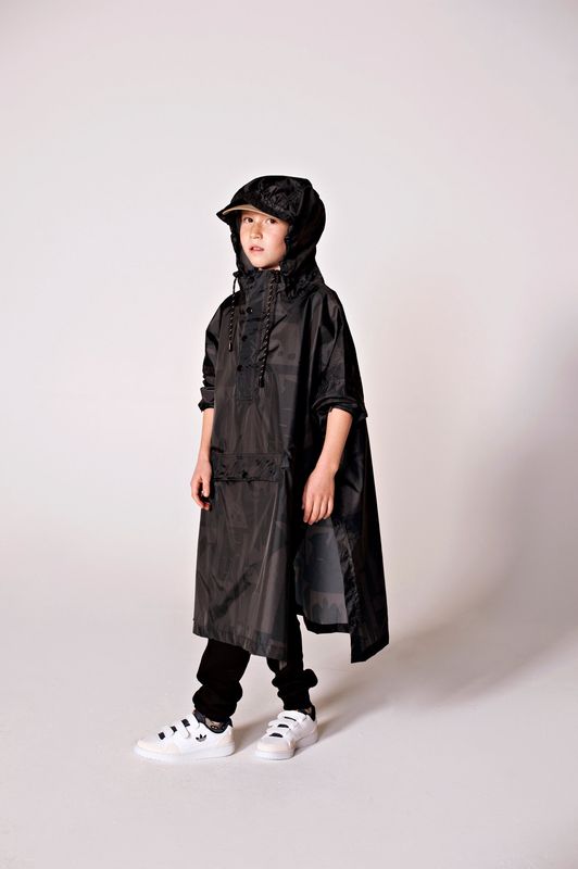 Back to Black Art Camo Rain Poncho Kids Size 120cm-160cm