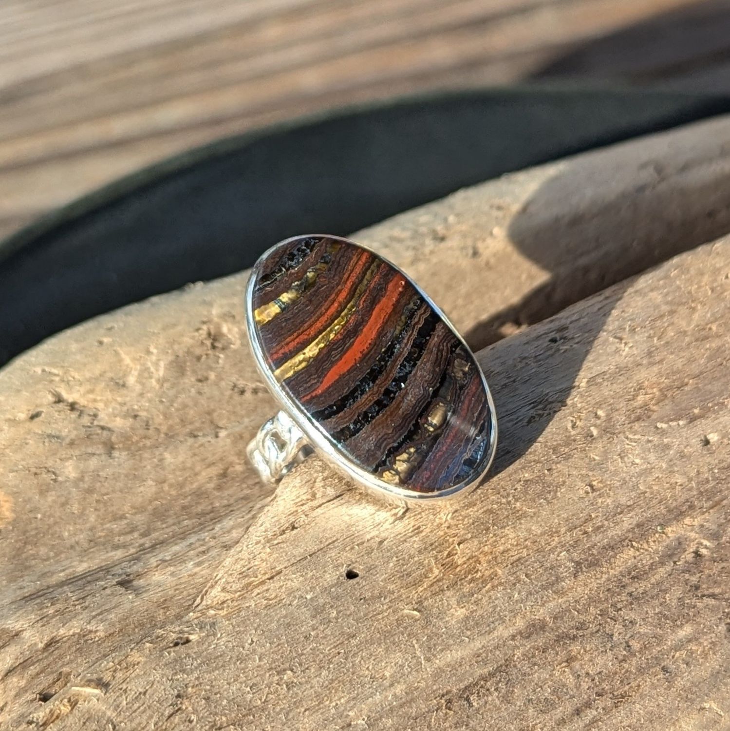 Oval African Tiger&#39;s Eye Sterling Silver Ring (10)