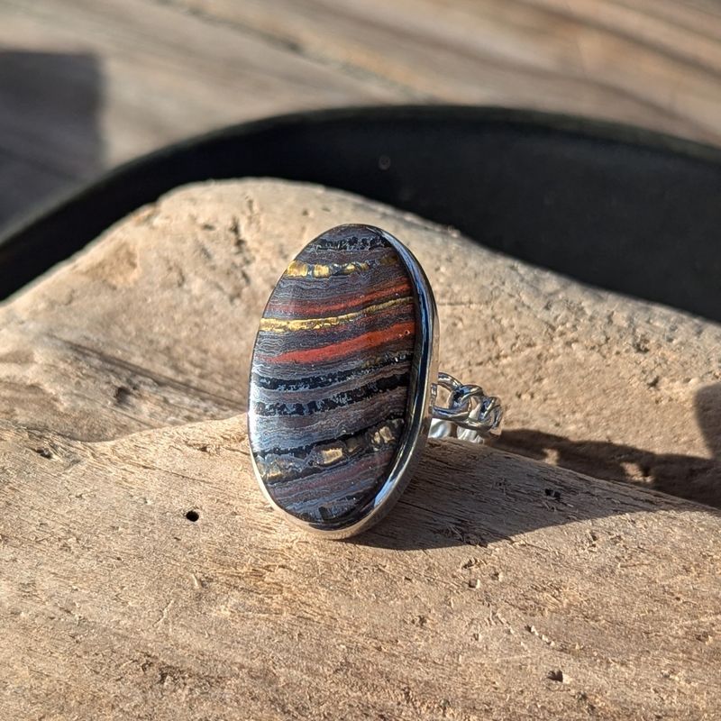 Oval African Tiger's Eye Sterling Silver Ring (10)