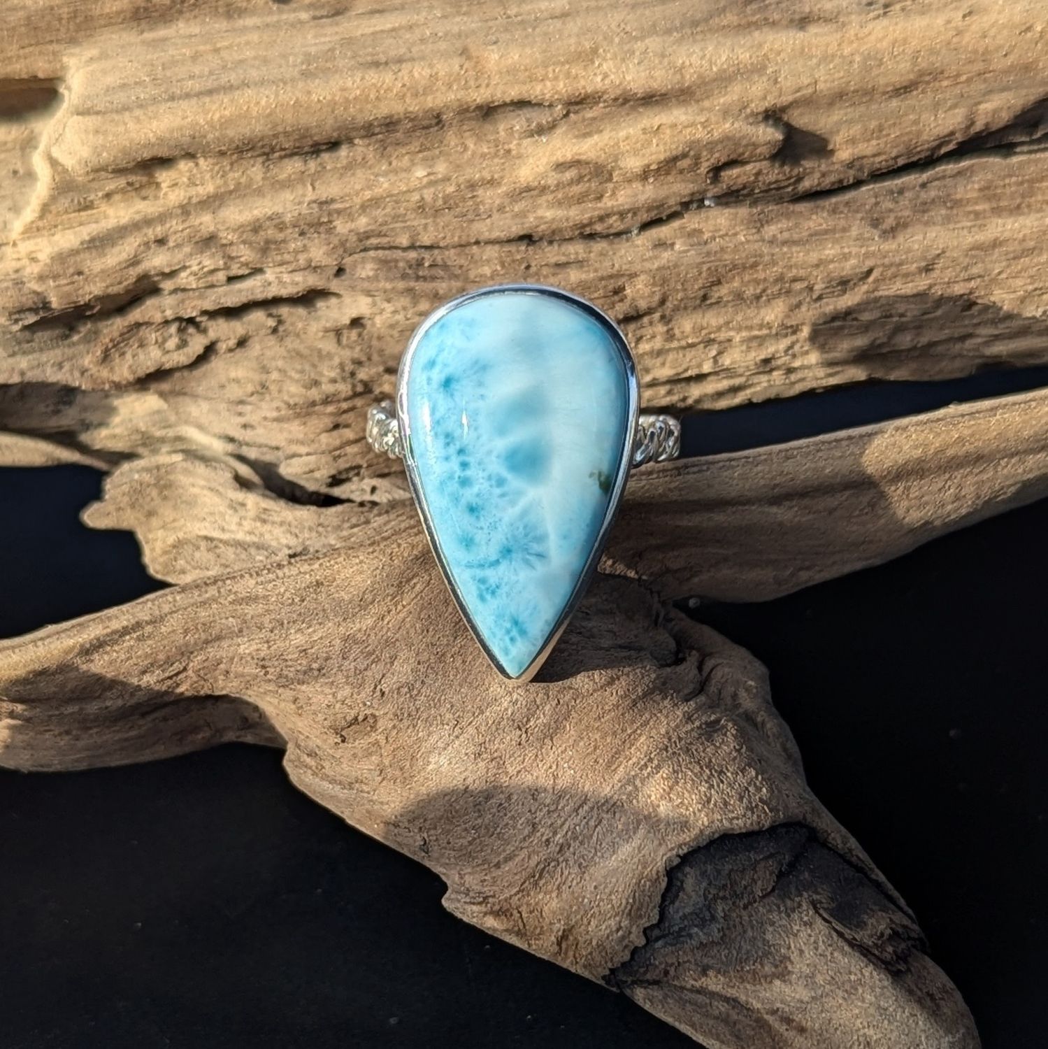 Pear Shape Larimar Sterling Silver Ring (10)