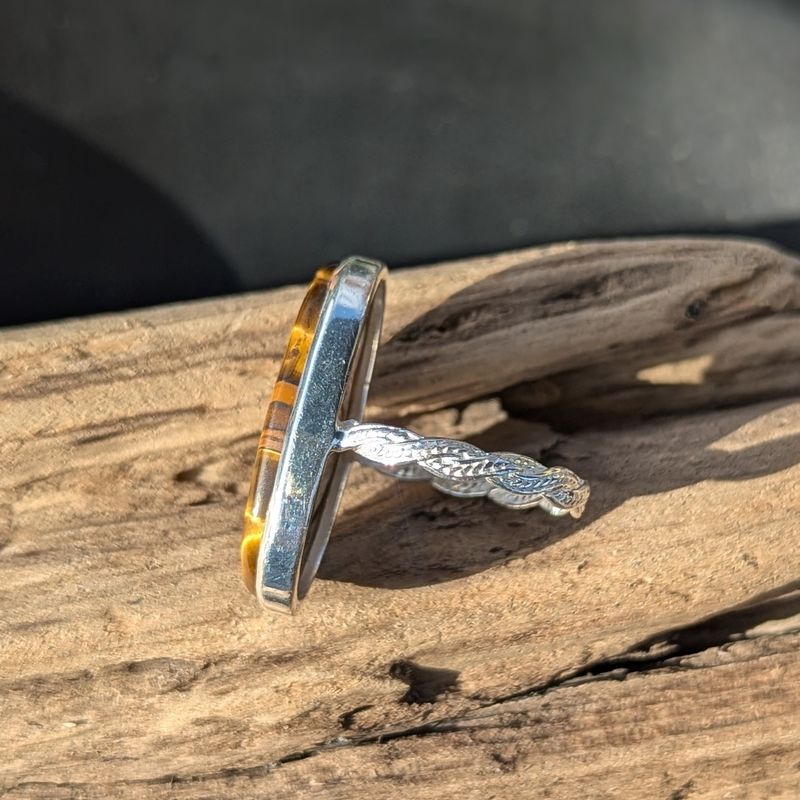 Oval Tiger's Eye Sterling Silver Ring (9)