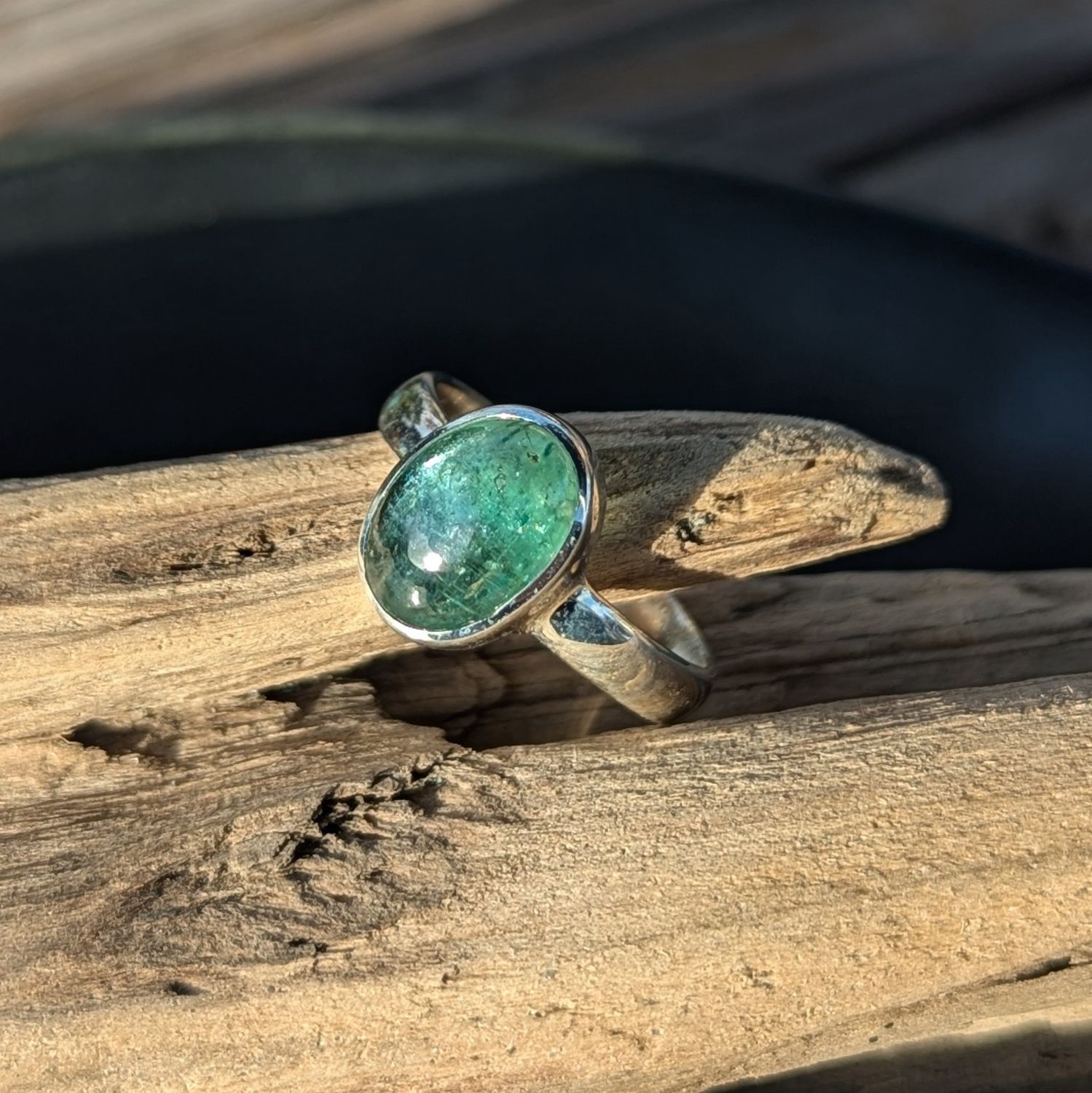 Oval Green Kyanite Sterling Silver Ring (9)
