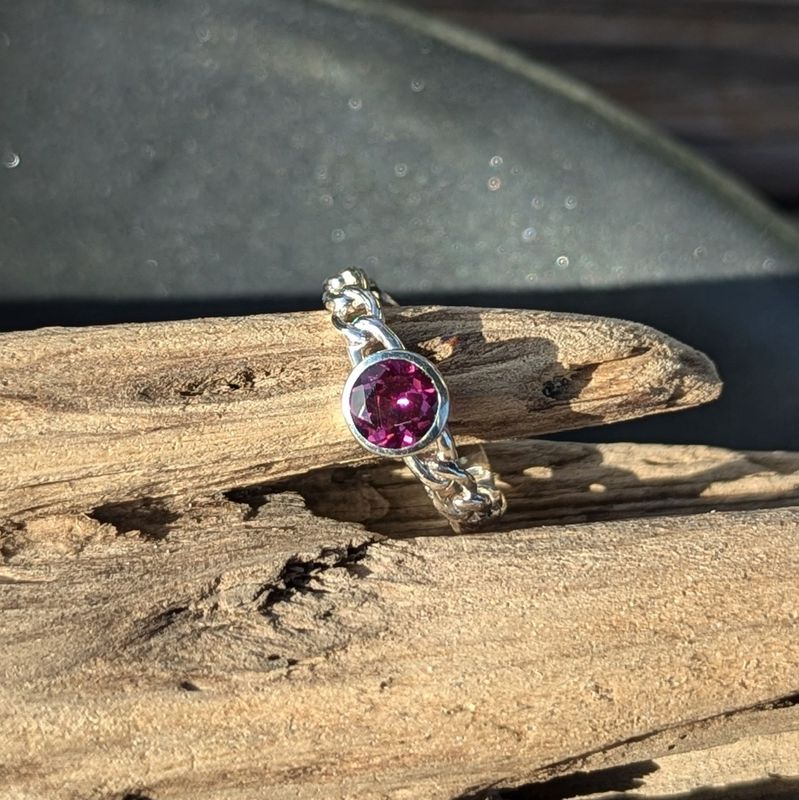 Faceted Garnet Sterling Silver Ring (7)