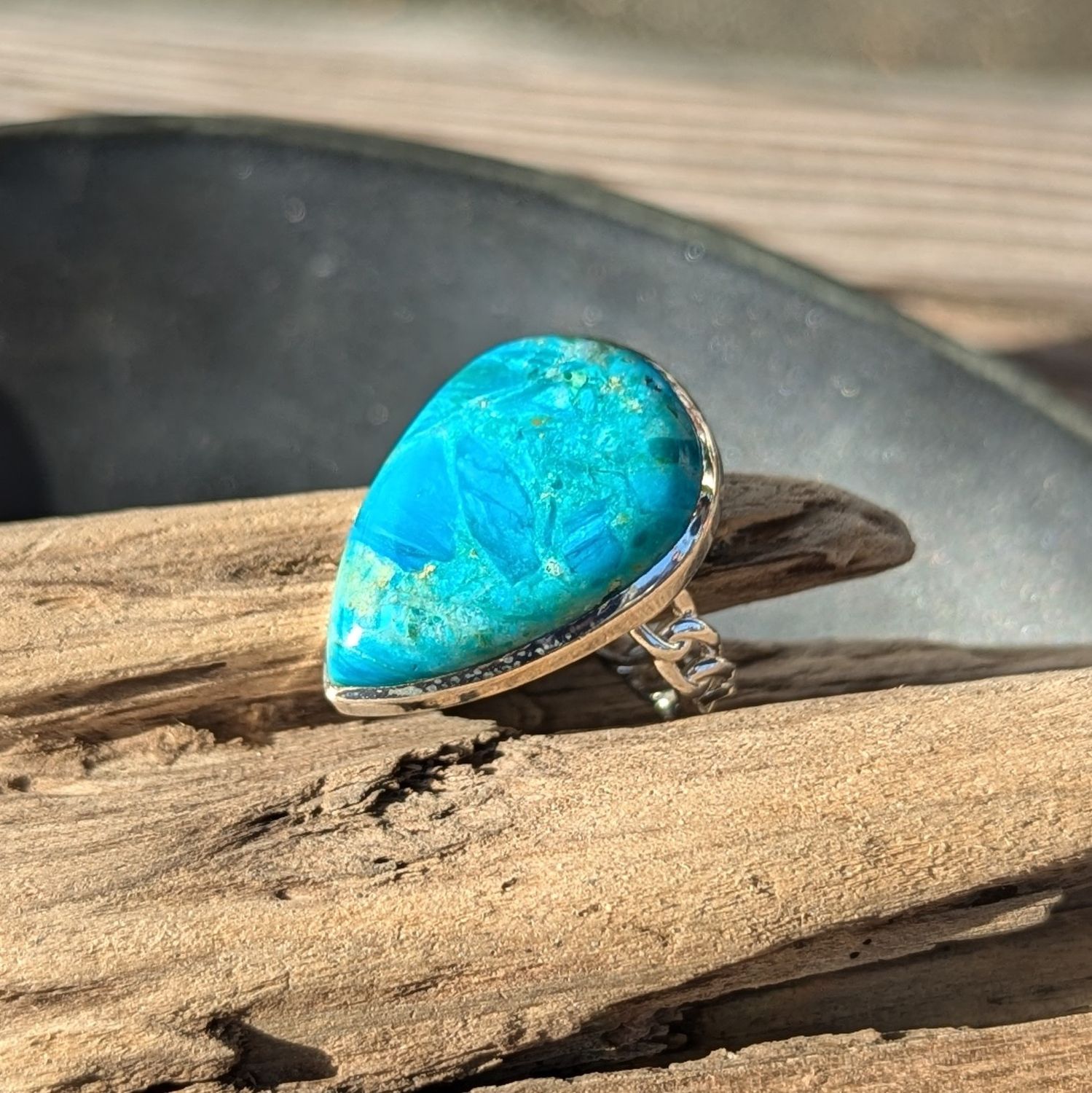Pear Chrysocolla Sterling Silver Ring (9)