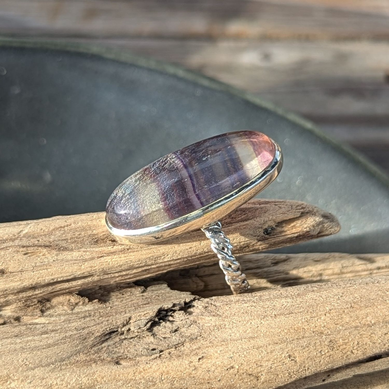 Oval Flourite Sterling Silver Ring (9)
