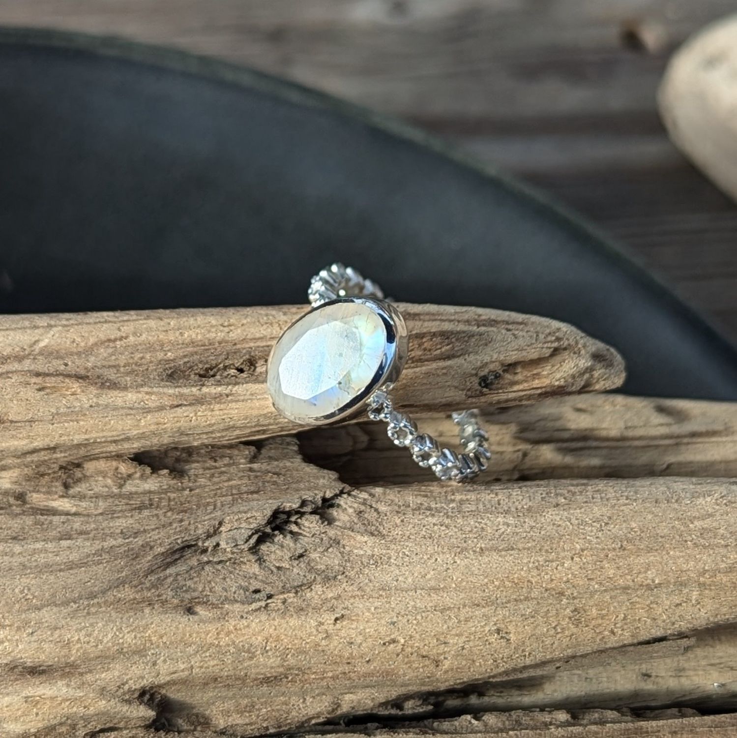 Faceted Oval Moonstone Sterling Silver Ring (9)