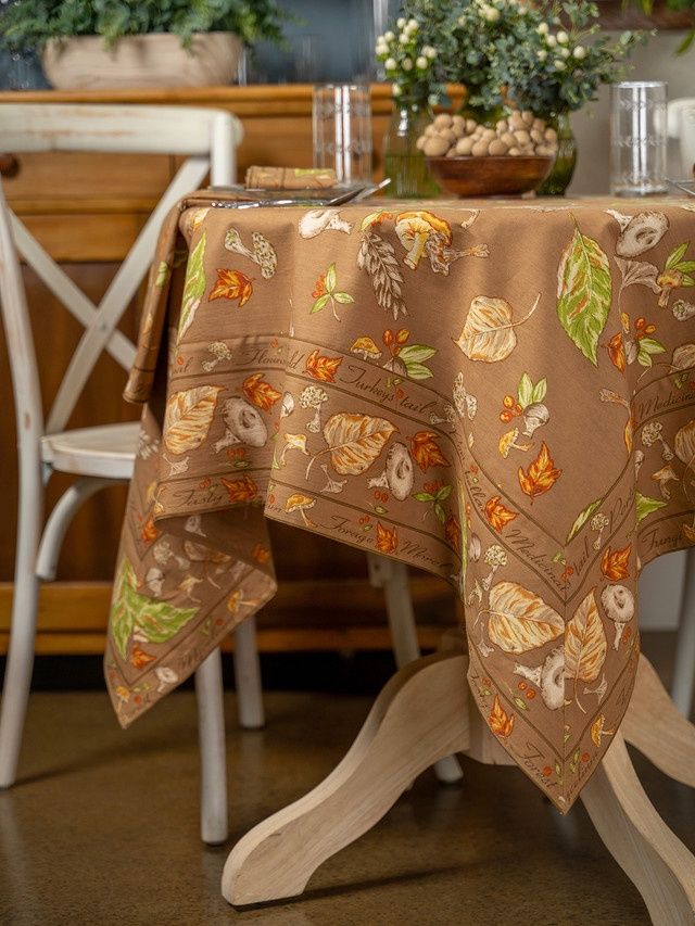 Mushroom Forager Tablecloth - Tan - 60x90