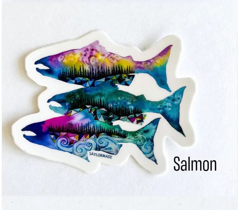 Salmon Run Vinyl Sticker