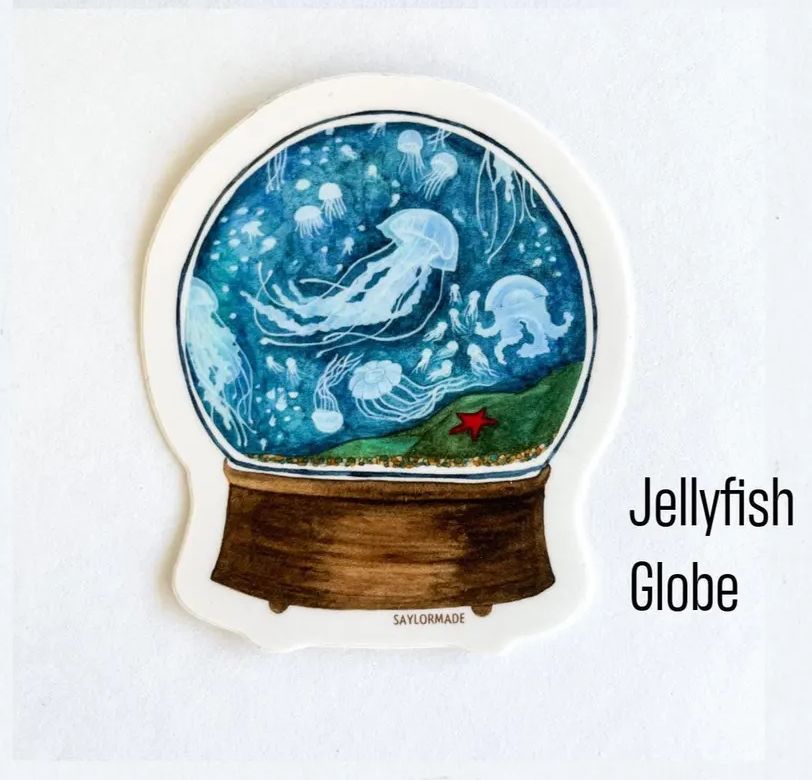 Jellyfish Globe Vinyl Sticker