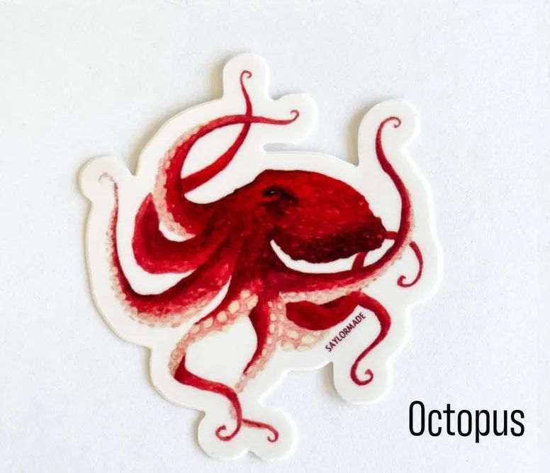 Red Octopus Vinyl Sticker
