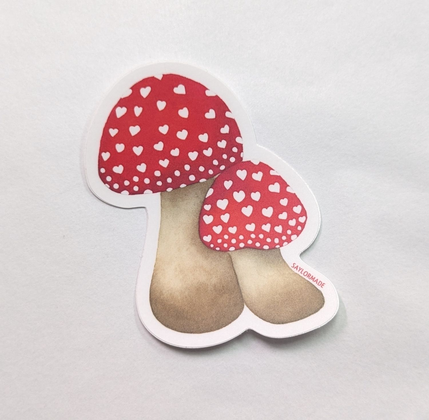 Heart Mushrooms Vinyl Sticker