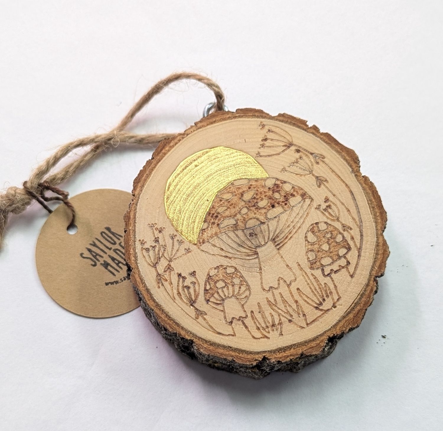 Woodburn Mushroom Gold Moon Ornament